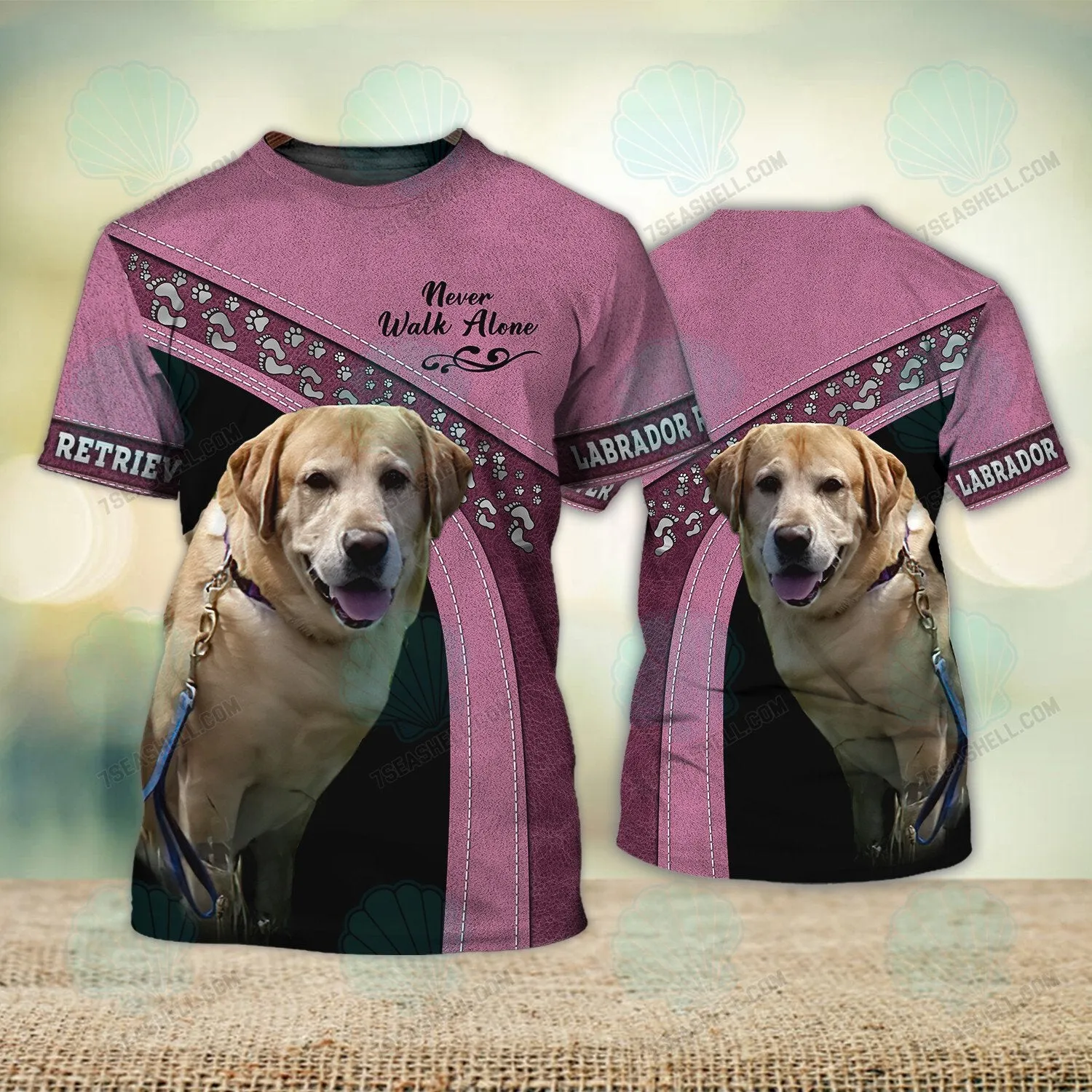 Labrador Retriever Love Pink Never Walk Alone 3D Full Print Shirts, Christmas Dog Memorial Gifts for loss of Dog