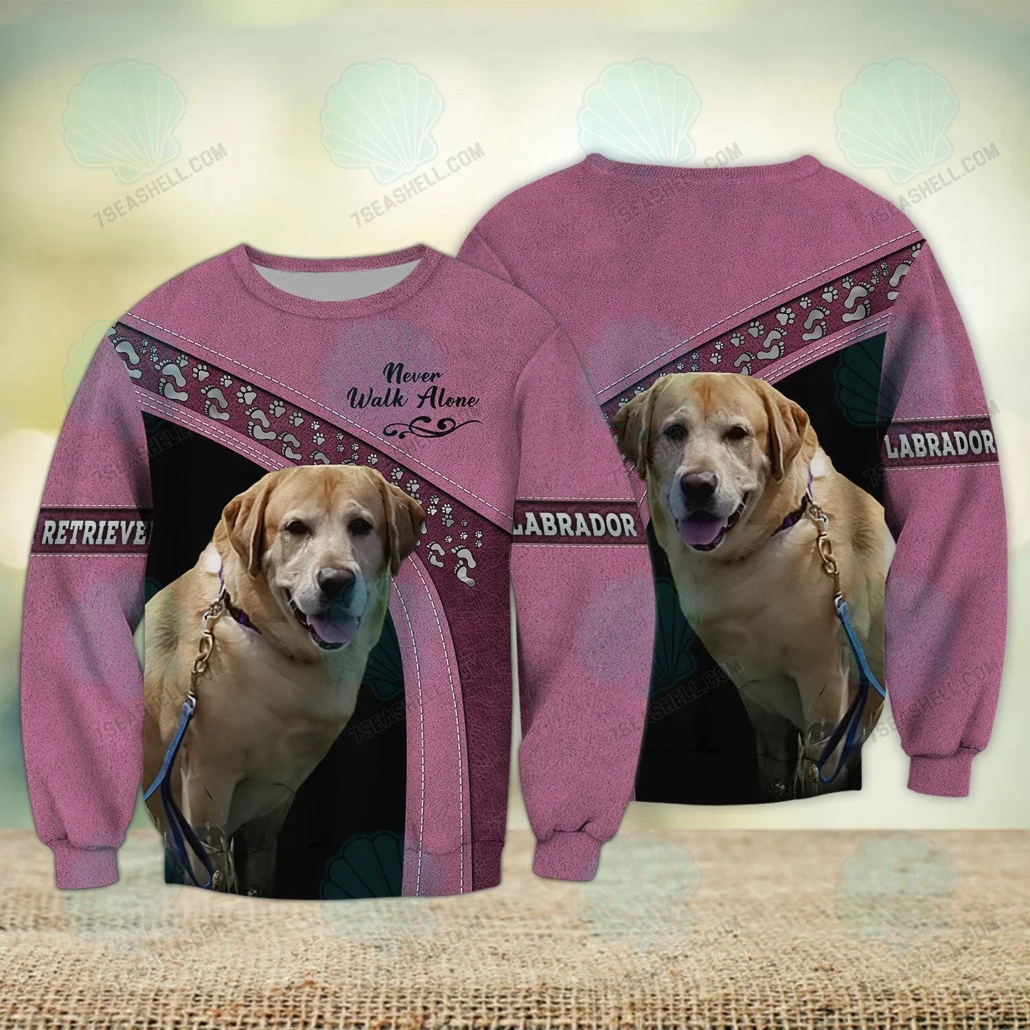 Labrador Retriever Love Pink Never Walk Alone 3D Full Print Shirts, Christmas Dog Memorial Gifts for loss of Dog