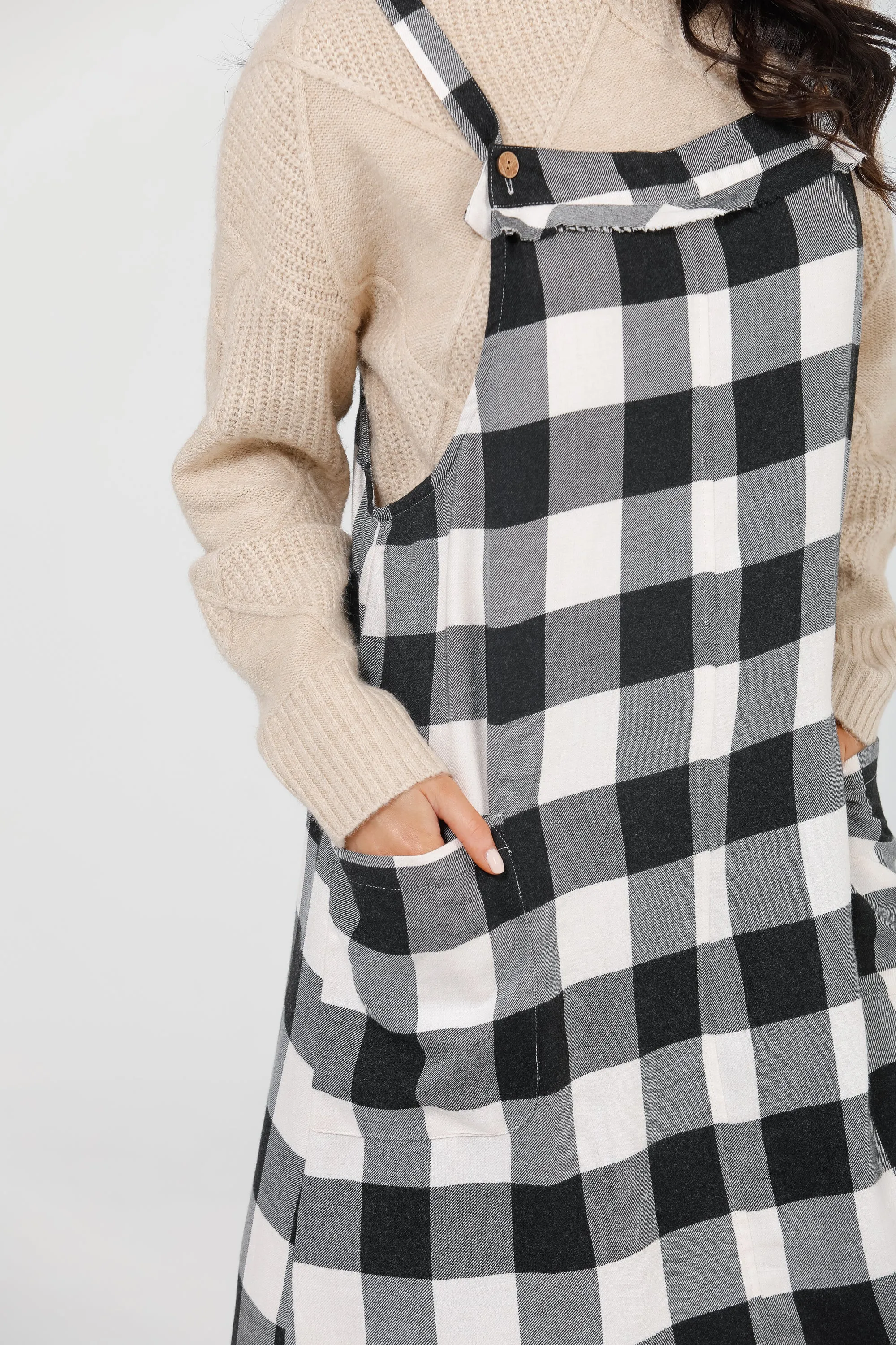 Lenny Pinafore in Black   White Check