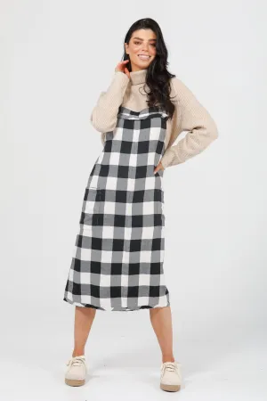 Lenny Pinafore in Black   White Check