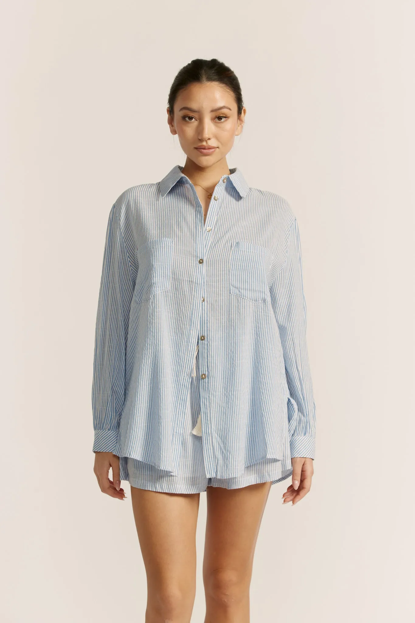 Lila Blue Stripe Oversized Shirt