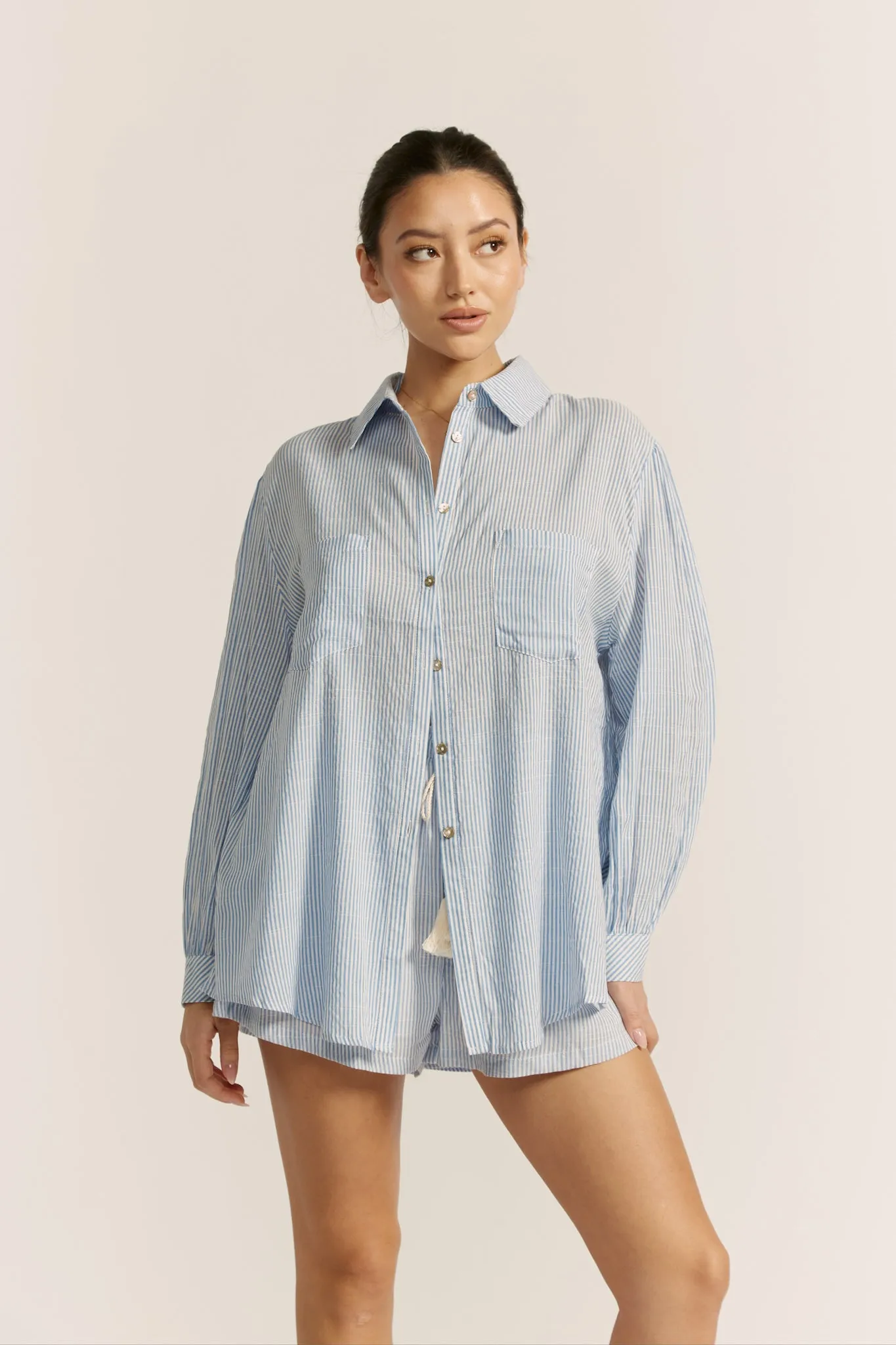 Lila Blue Stripe Oversized Shirt