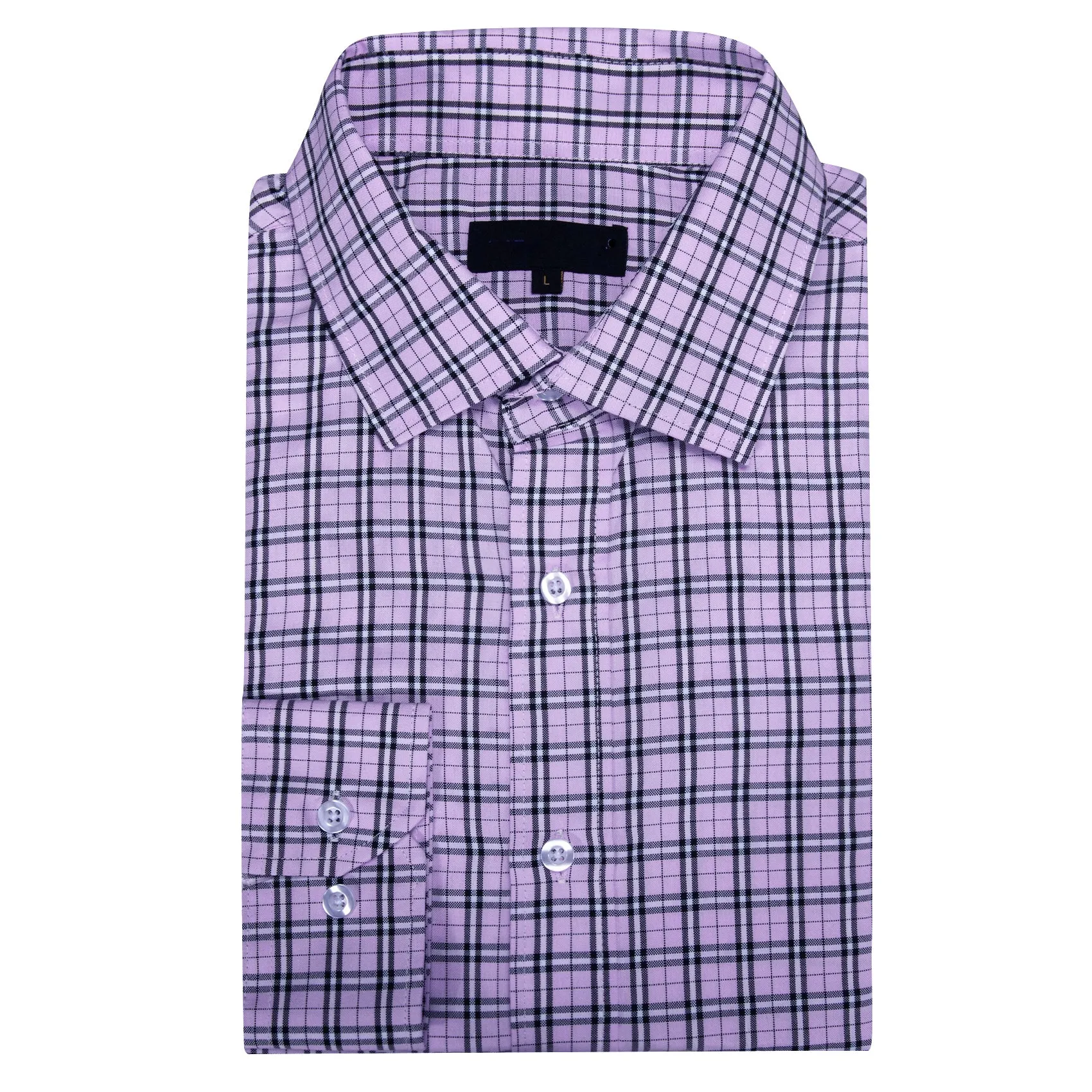 Lilac Purple Small Plaid Men's Long Sleeve Work Shirt