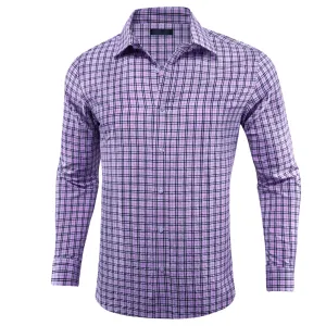 Lilac Purple Small Plaid Men's Long Sleeve Work Shirt