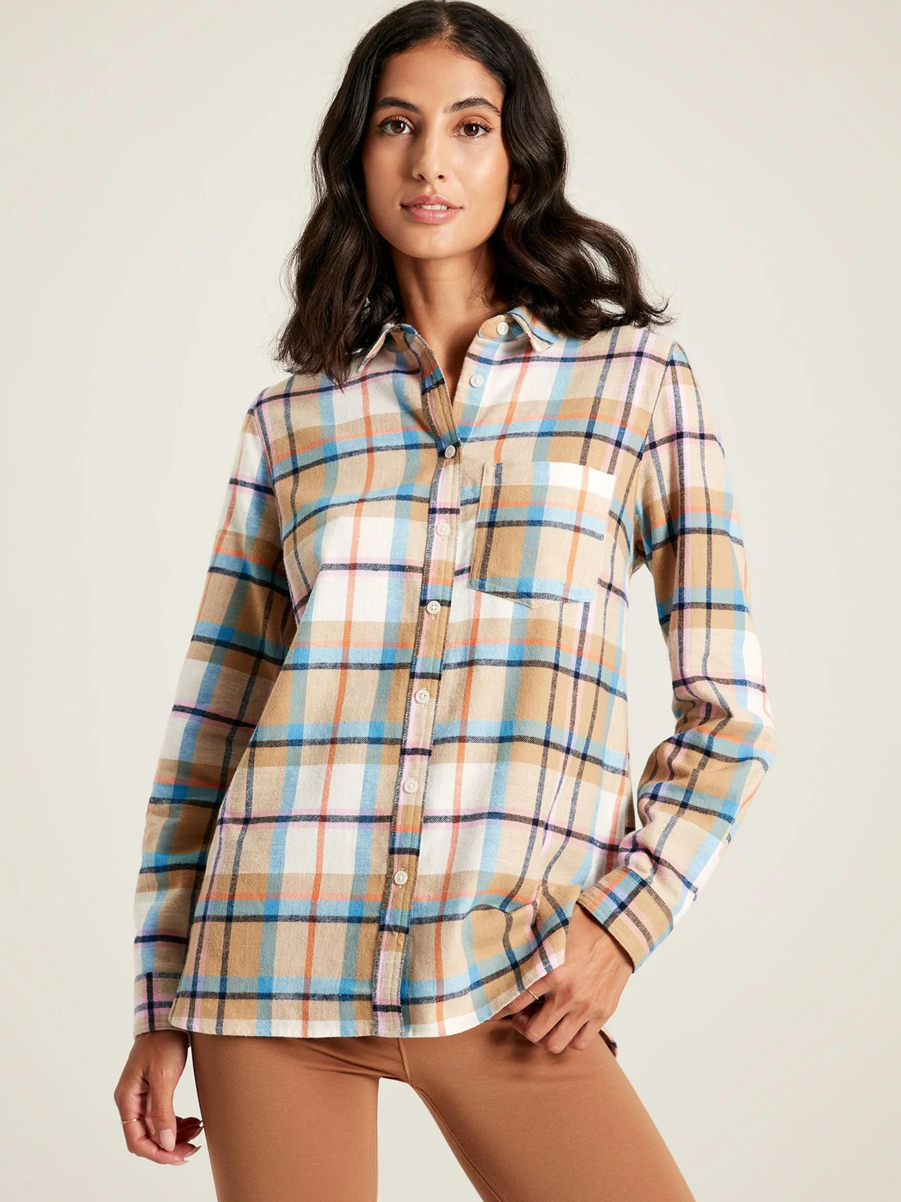 Lorena Brushed Shirt - Creme Check