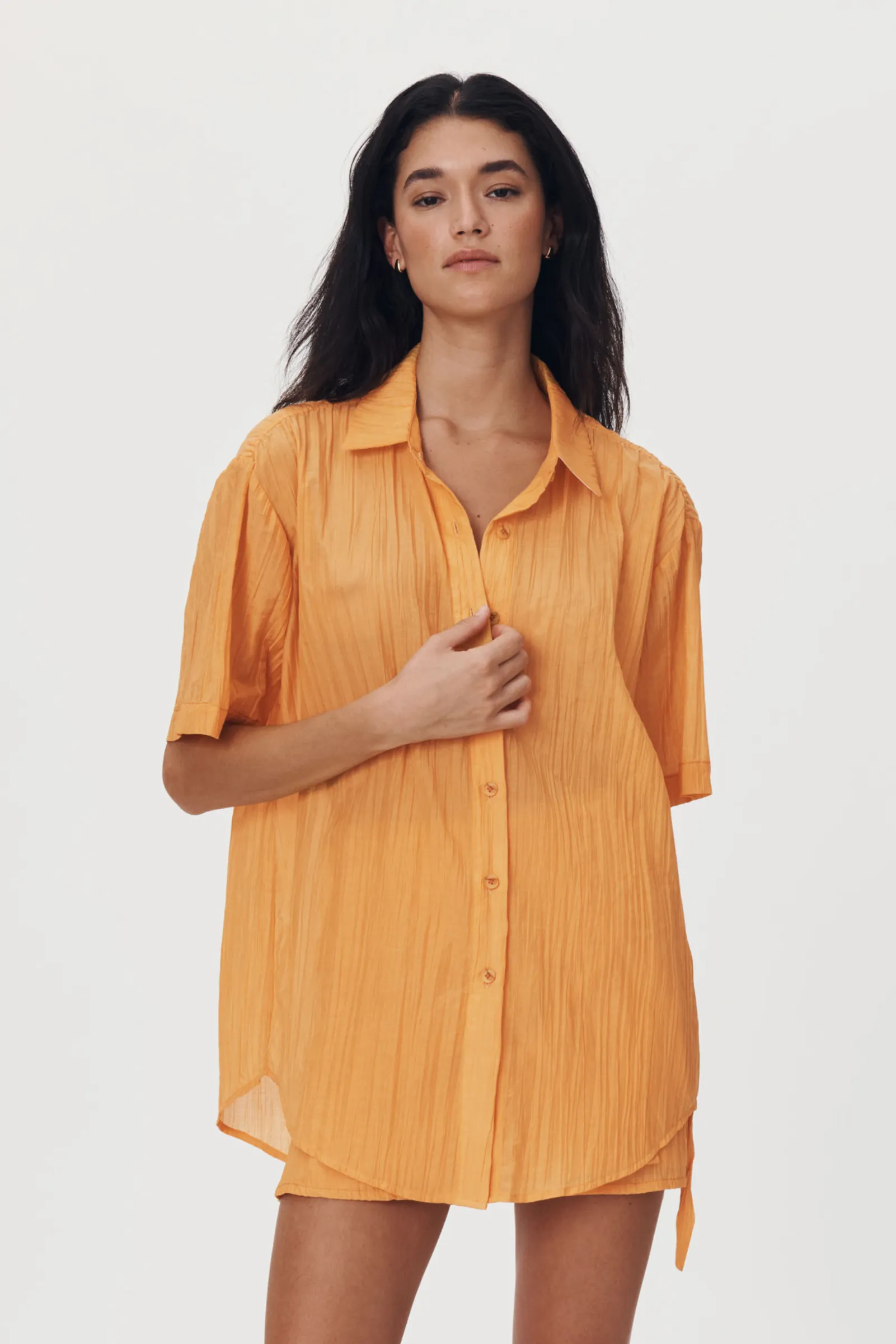 Mason Silk Shirt - Valencia Orange