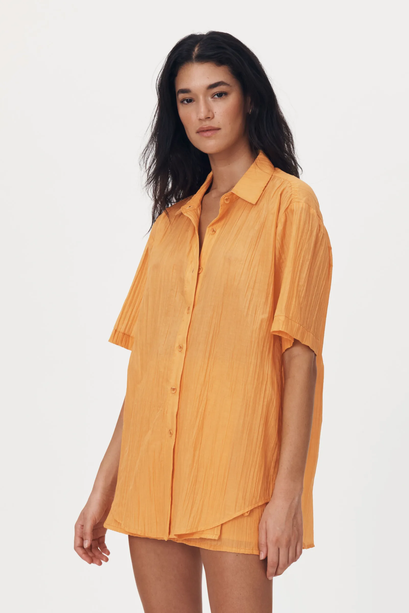 Mason Silk Shirt - Valencia Orange