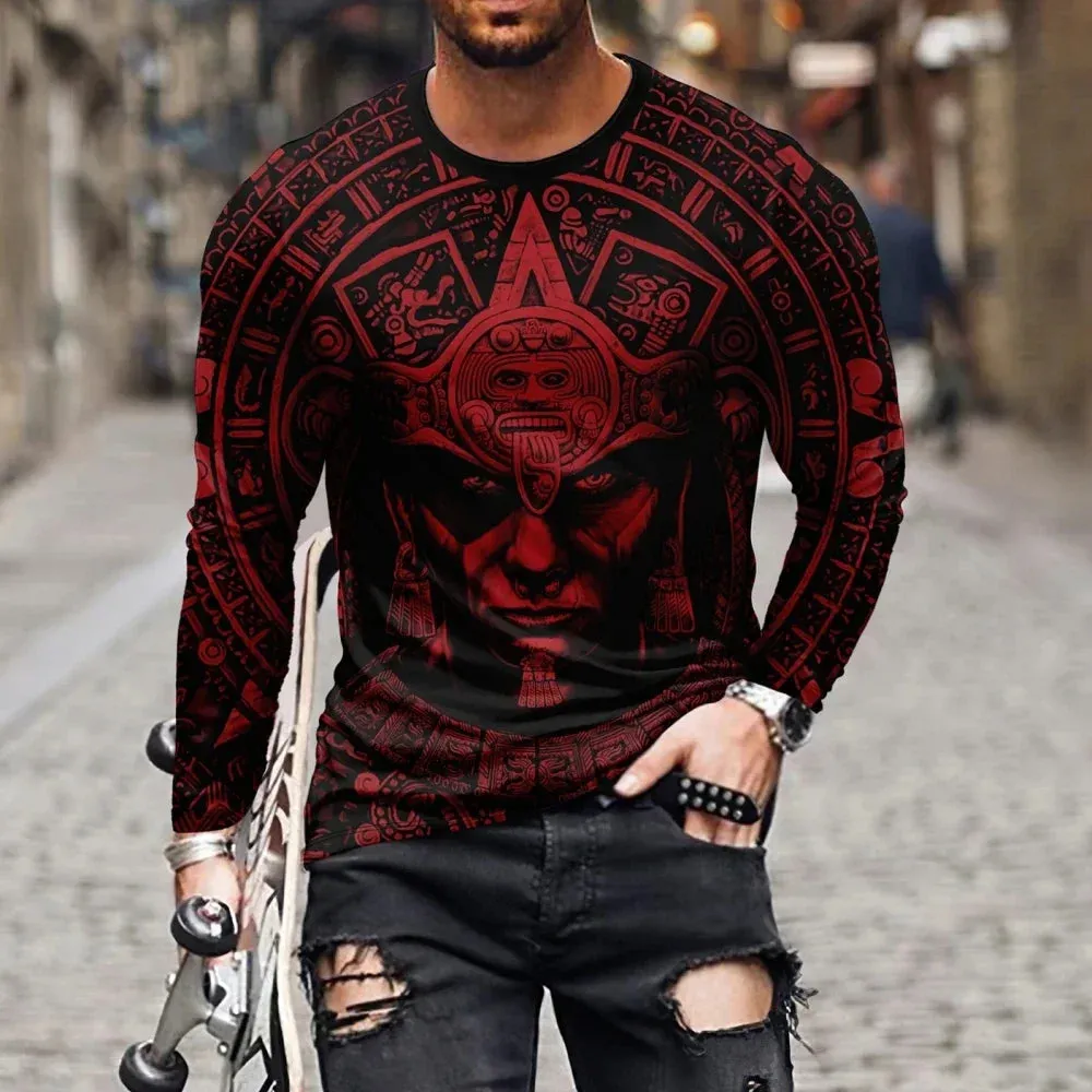 Mexico Eagle Flag Long Sleeve Shirt For Men Fashion 3D Pattern, Gift for Mexican Christmas