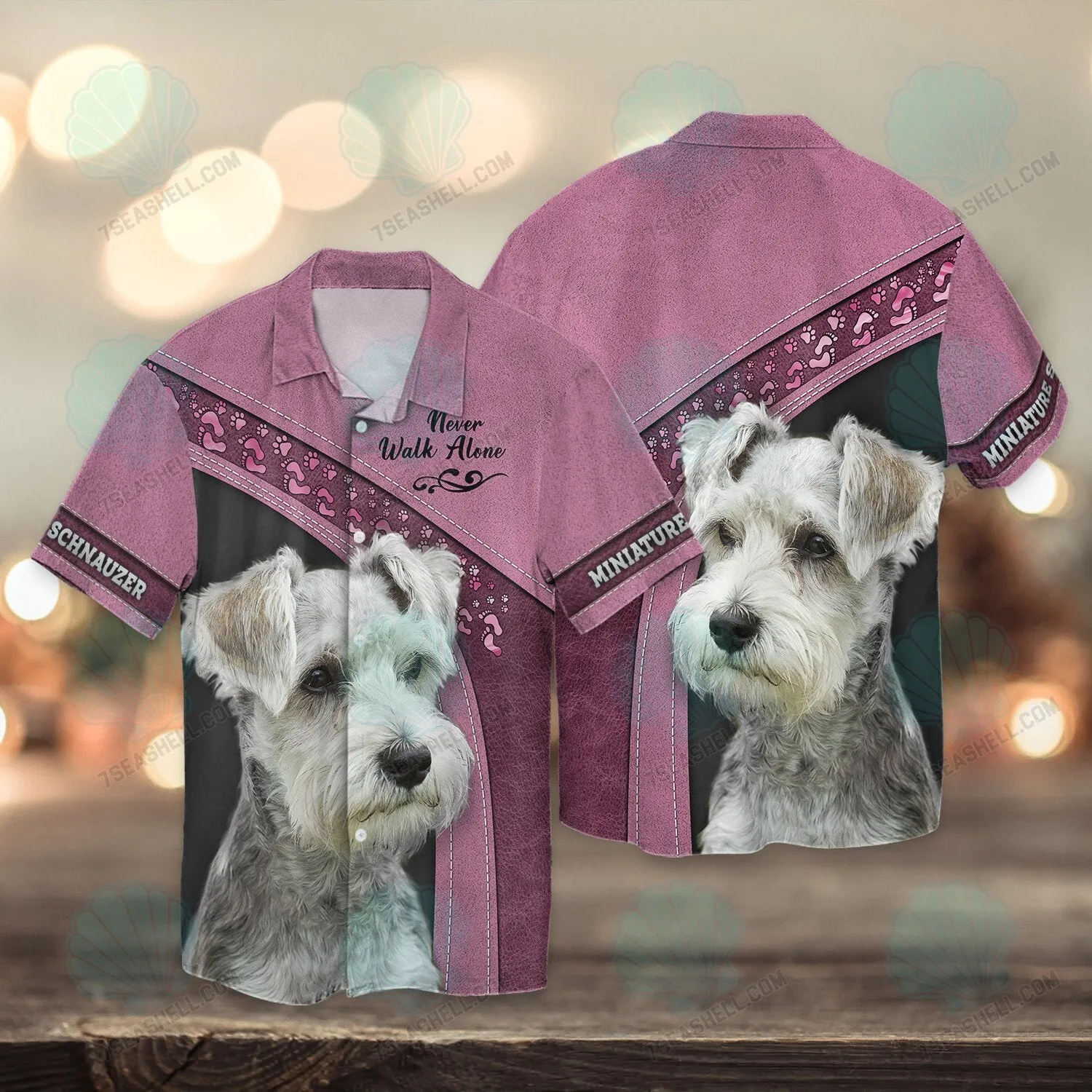 Miniature Schnauzer Pink Love Never Walk Alone 3D Full Print Shirts, Christmas Dog Memorial Gifts for loss of Dog