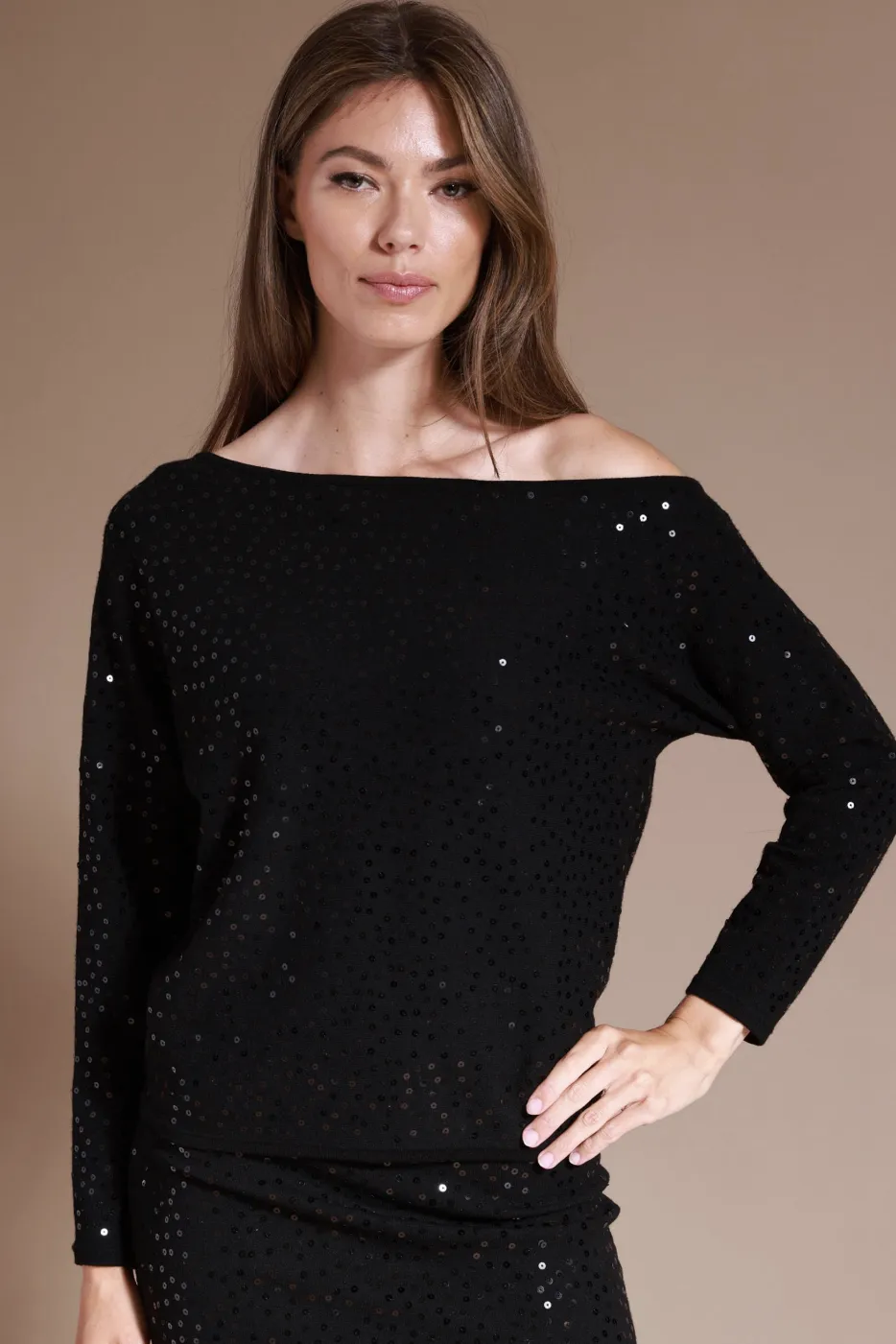 Minnie Rose Off Shoulder Sequin Shirt