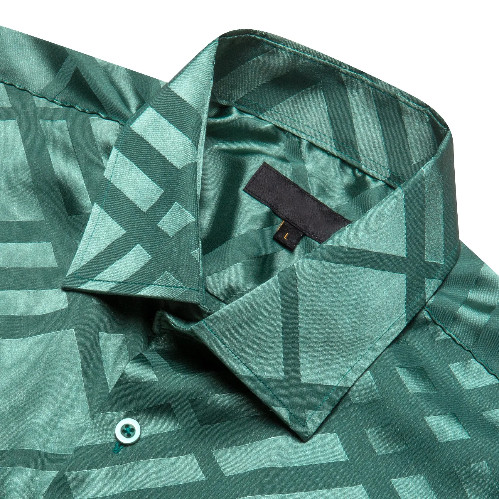 Mint Green Plaid Silk Men's Short Sleeve Shirt