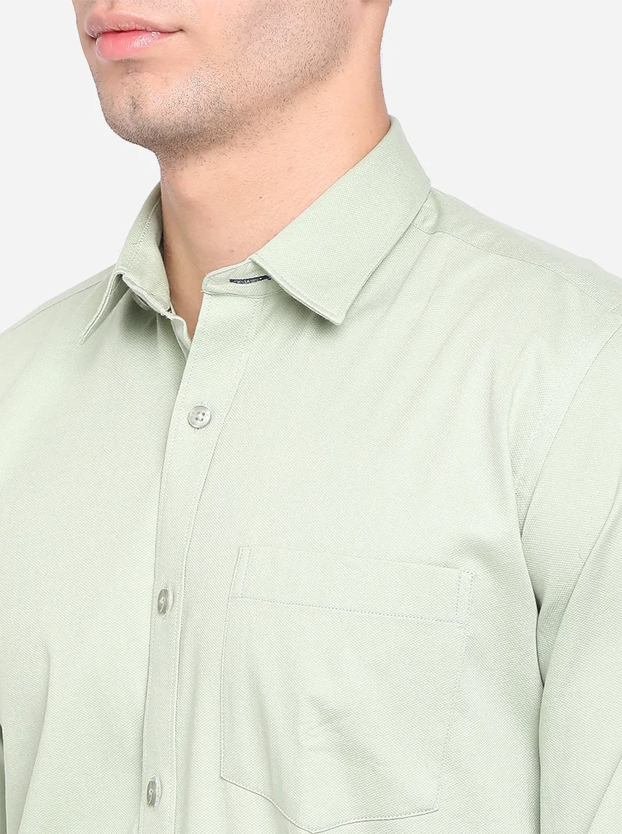 Mint Green Solid Slim Fit Casual Shirt | Greenfibre