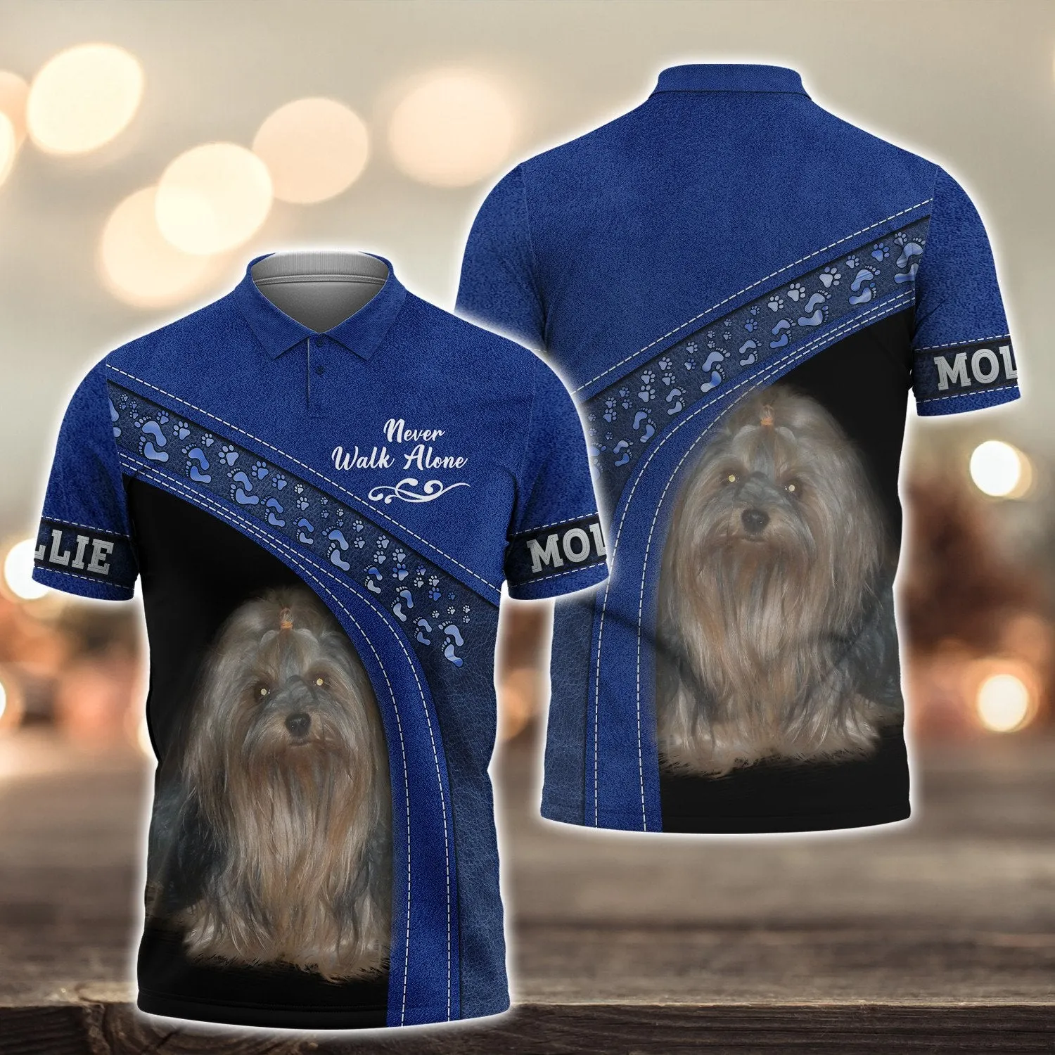 Mollie Love Never Walk Alone Blue 3D Full Print Shirts, Shirt For Dog Lovers, Dog Memorial Gifts for loss of Dog