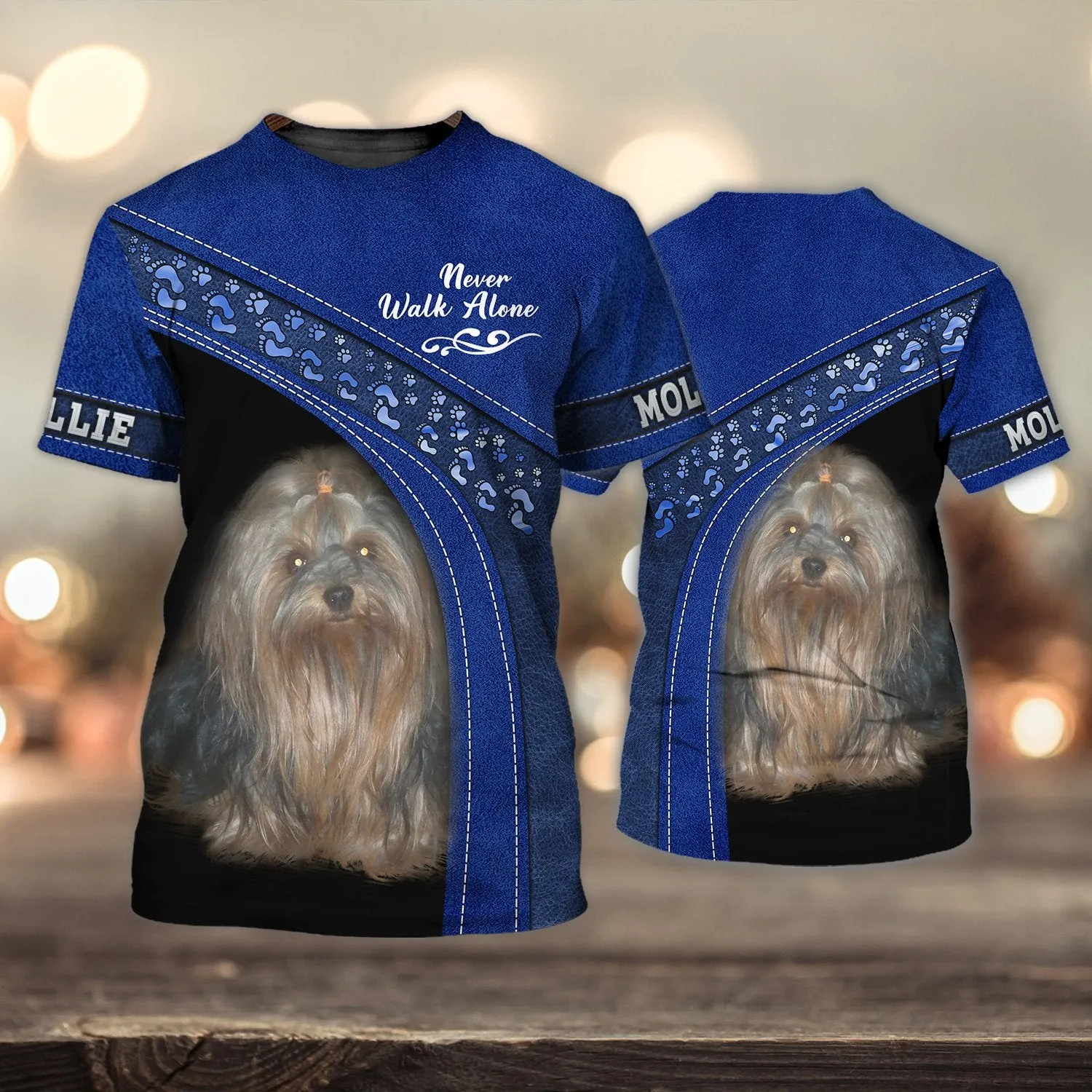 Mollie Love Never Walk Alone Blue 3D Full Print Shirts, Shirt For Dog Lovers, Dog Memorial Gifts for loss of Dog