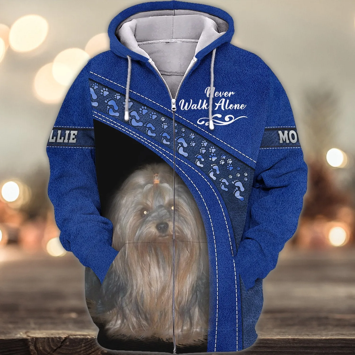 Mollie Love Never Walk Alone Blue 3D Full Print Shirts, Shirt For Dog Lovers, Dog Memorial Gifts for loss of Dog