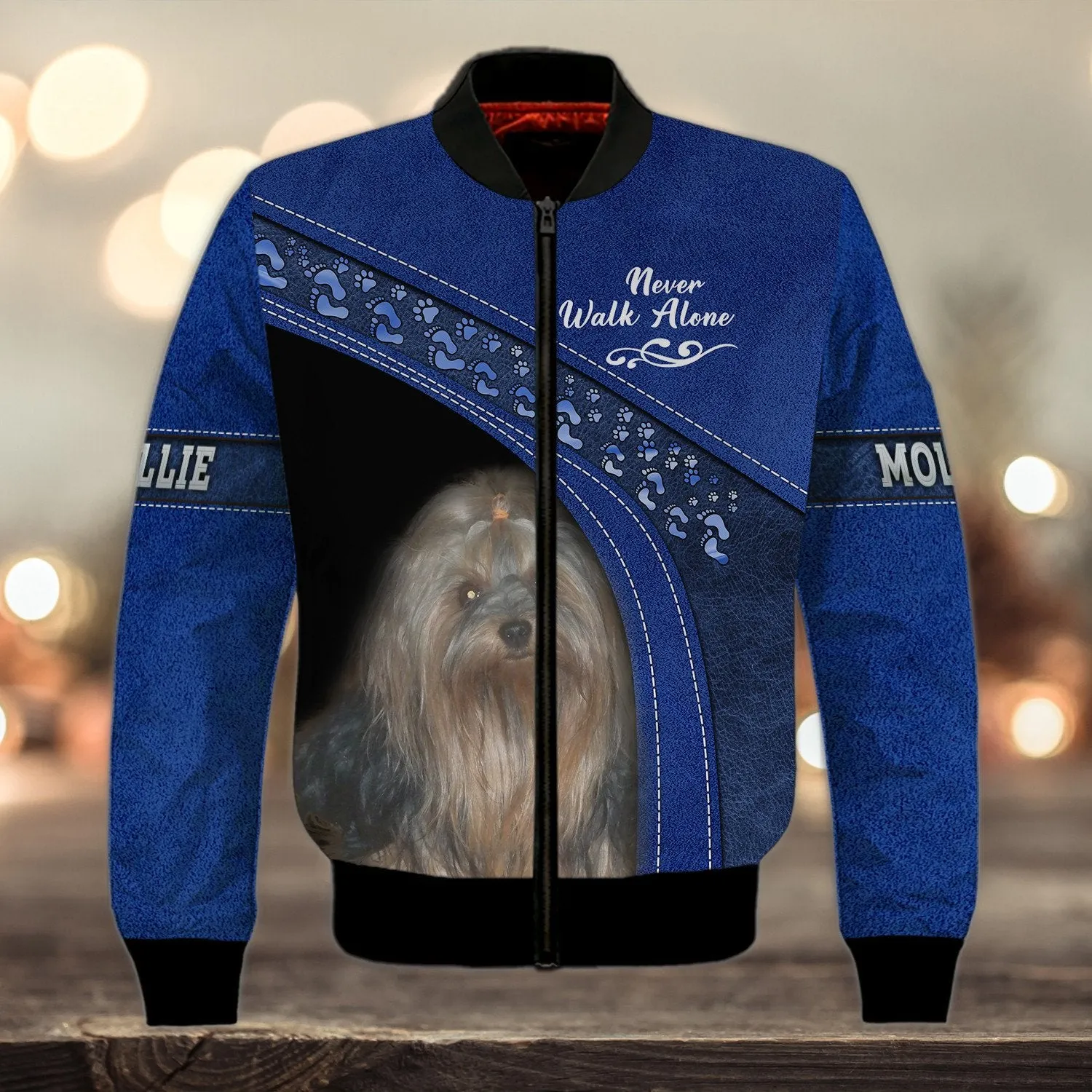 Mollie Love Never Walk Alone Blue 3D Full Print Shirts, Shirt For Dog Lovers, Dog Memorial Gifts for loss of Dog