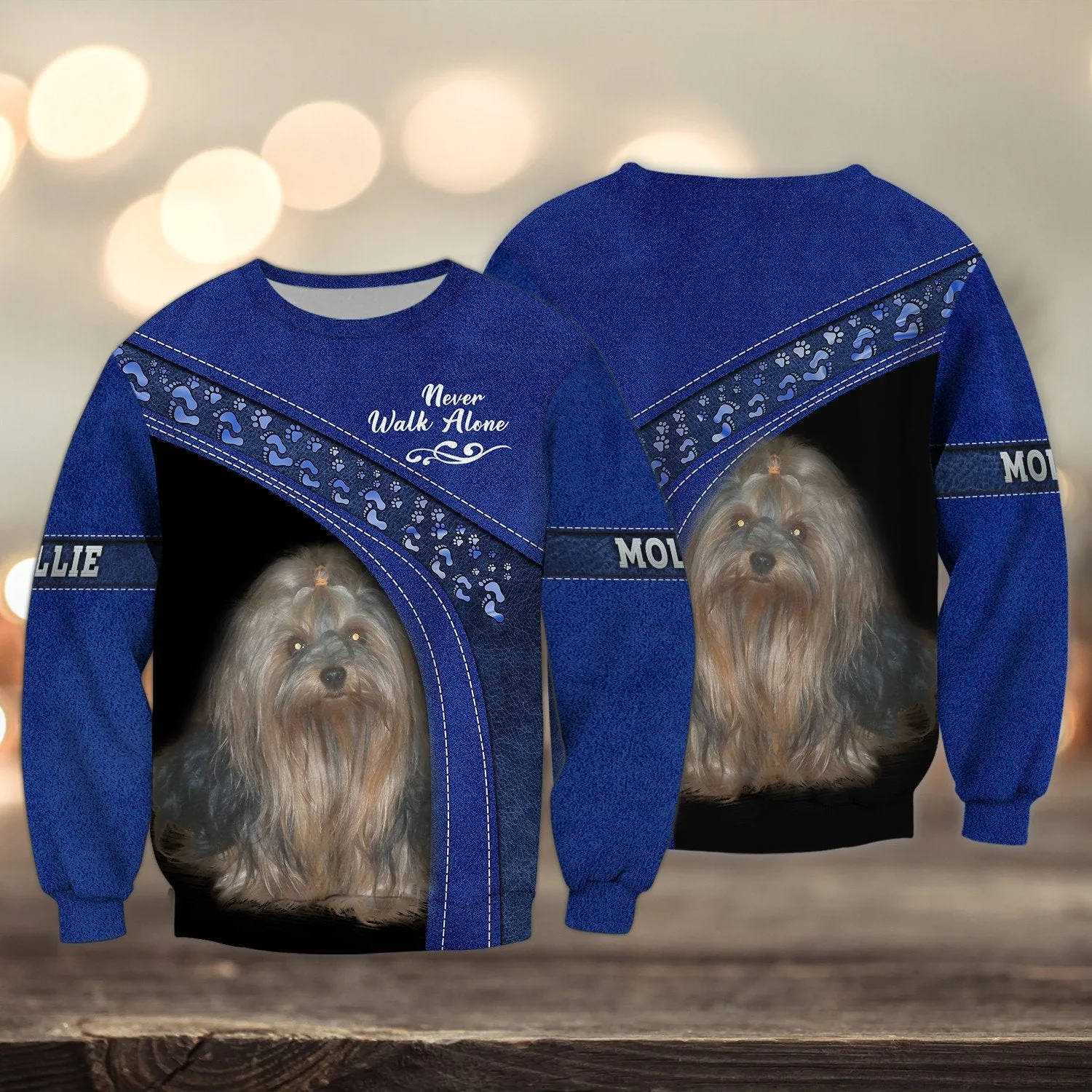 Mollie Love Never Walk Alone Blue 3D Full Print Shirts, Shirt For Dog Lovers, Dog Memorial Gifts for loss of Dog