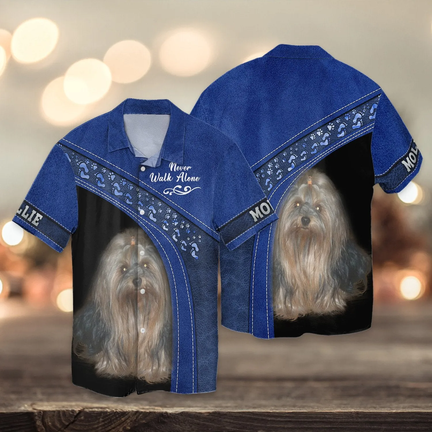 Mollie Love Never Walk Alone Blue 3D Full Print Shirts, Shirt For Dog Lovers, Dog Memorial Gifts for loss of Dog