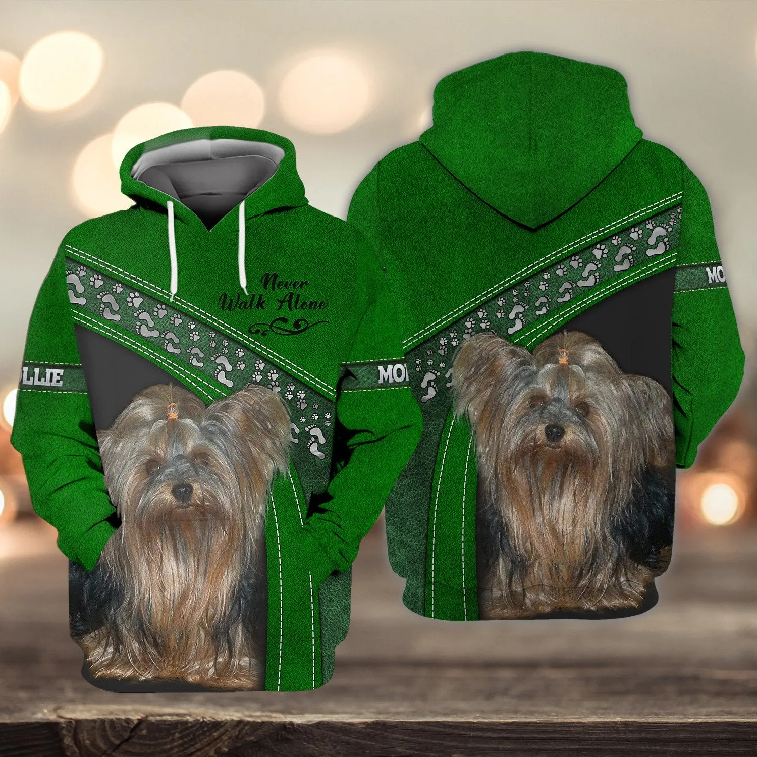 MOLLIE Love Never Walk Alone Love Green 3D Full Print Shirts, Shirt For Dog Lovers, Dog Memorial Gifts for loss of Dog