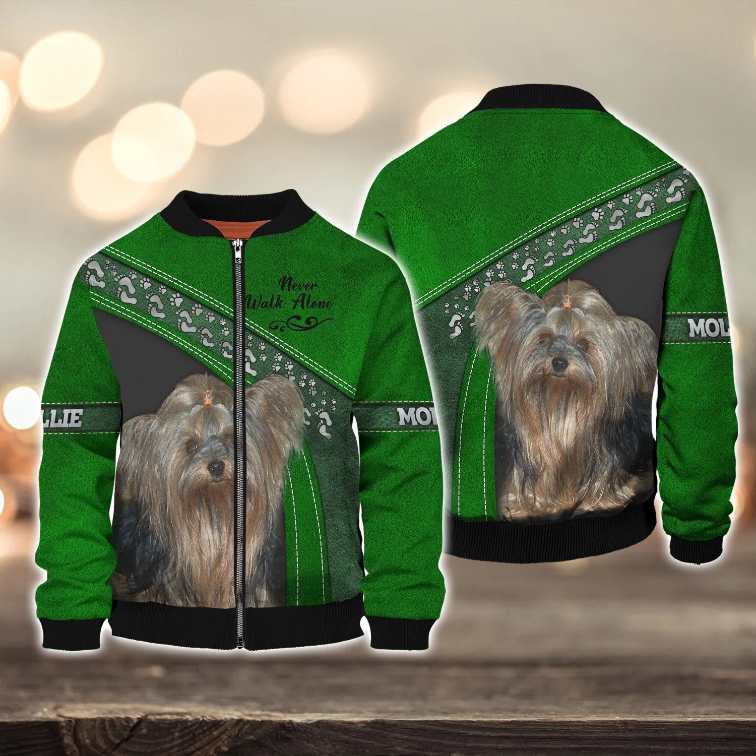 MOLLIE Love Never Walk Alone Love Green 3D Full Print Shirts, Shirt For Dog Lovers, Dog Memorial Gifts for loss of Dog