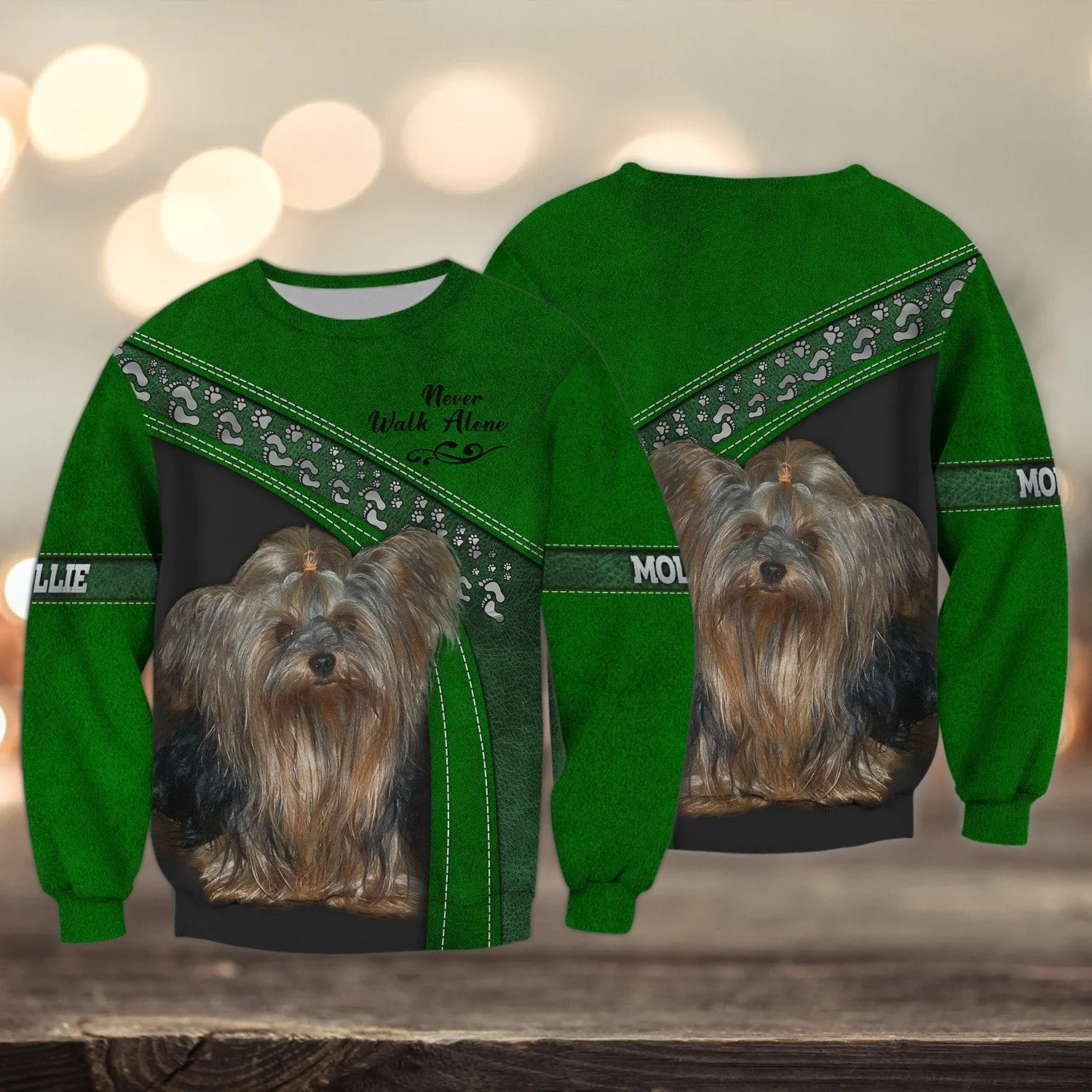 MOLLIE Love Never Walk Alone Love Green 3D Full Print Shirts, Shirt For Dog Lovers, Dog Memorial Gifts for loss of Dog