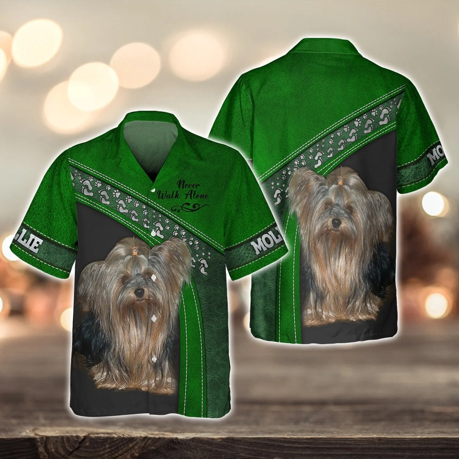 MOLLIE Love Never Walk Alone Love Green 3D Full Print Shirts, Shirt For Dog Lovers, Dog Memorial Gifts for loss of Dog