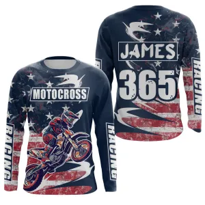 Motocross Jersey UPF30  American Flag Dirt Bike Racing Adult&Kid Off-Road Motorcycle Long Sleeve Shirt