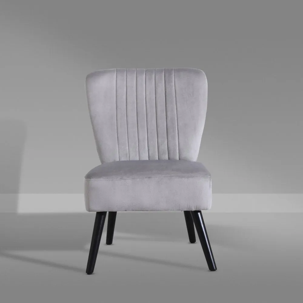 Neo Vieste Grey Crushed Velvet Shell Accent Chair