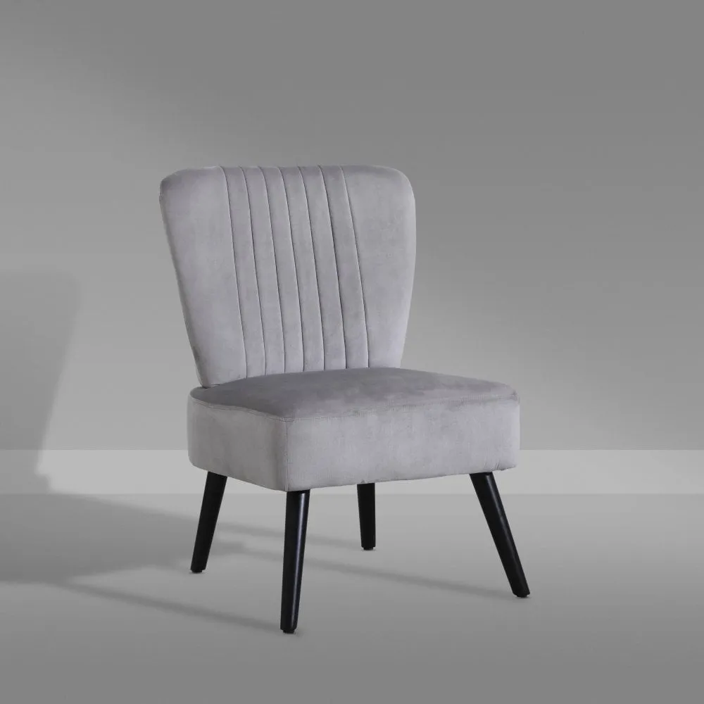 Neo Vieste Grey Crushed Velvet Shell Accent Chair