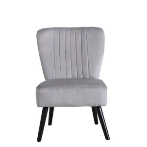 Neo Vieste Grey Crushed Velvet Shell Accent Chair