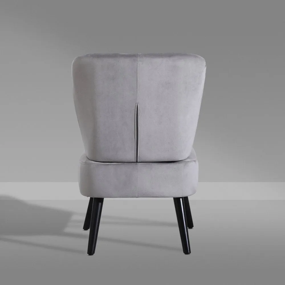 Neo Vieste Grey Crushed Velvet Shell Accent Chair