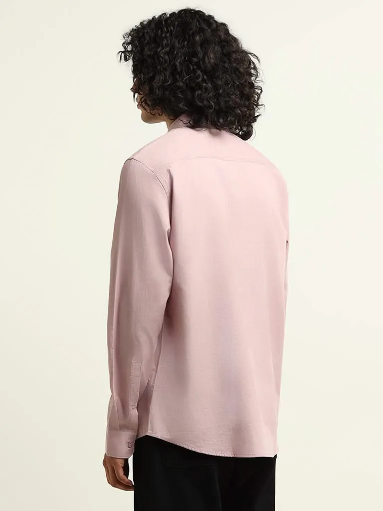 Nuon Plain Dusty Pink Cotton Relaxed Fit Shirt