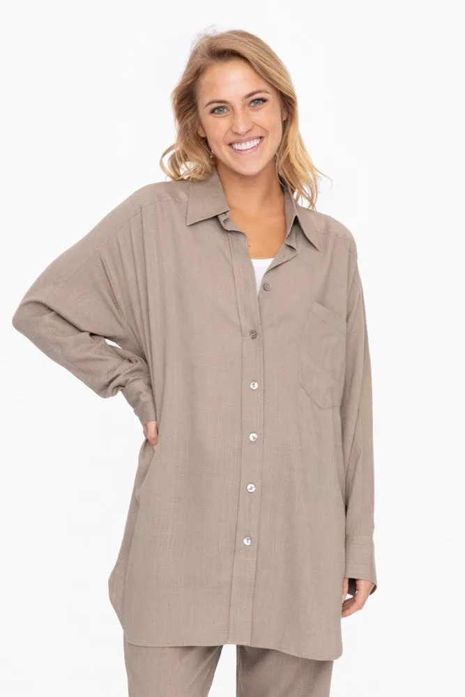 Oversized Long Sleeve Button Down Shirt- 2 Colors!