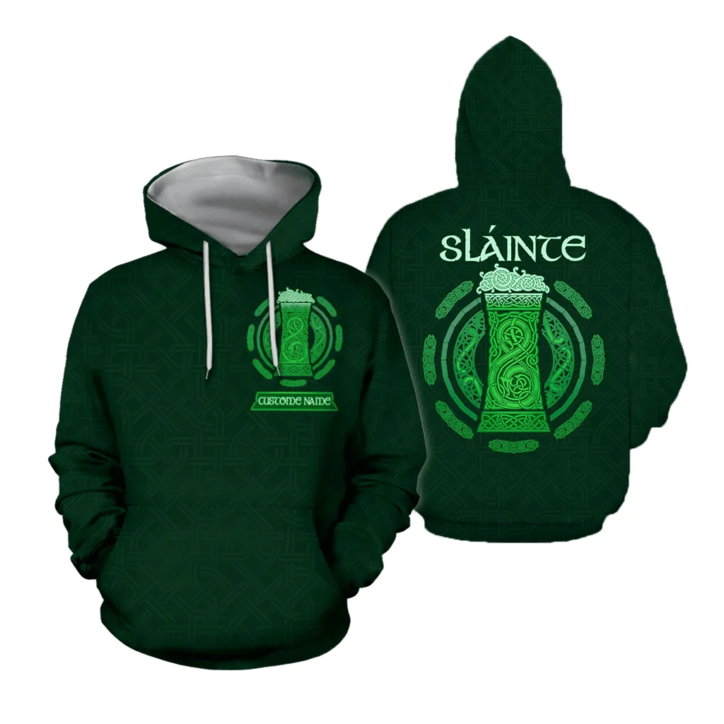 Personalized Irish Saint Patrick's Day 3D Printed Slante Drink Beer Shirt