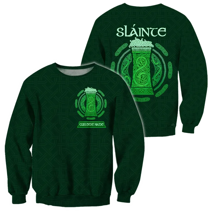 Personalized Irish Saint Patrick's Day 3D Printed Slante Drink Beer Shirt