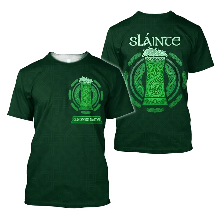 Personalized Irish Saint Patrick's Day 3D Printed Slante Drink Beer Shirt