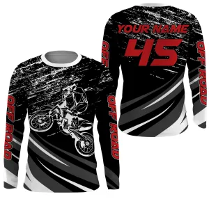 Personalized Off Road Grunge 3D Long Sleeve, UPF Dirt Bike Racing Long Sleeves Motocross Racewear