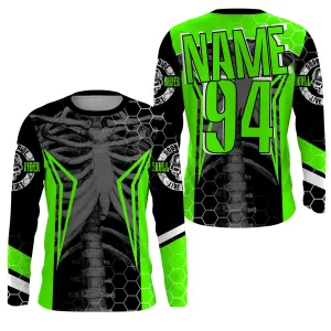 Personalized Racing Jersey Long Sleeve, Cool Bone Motorcycle Motocross Off-Road Riders Racewear