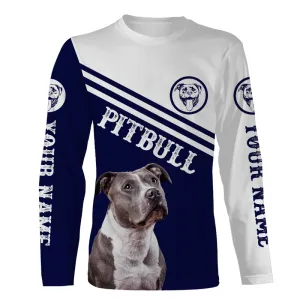 Pitbull Dog Lover Long Sleeve, Custom Name Pitbull Shirt for Pitbull Lover Dog Dad Dog Mom