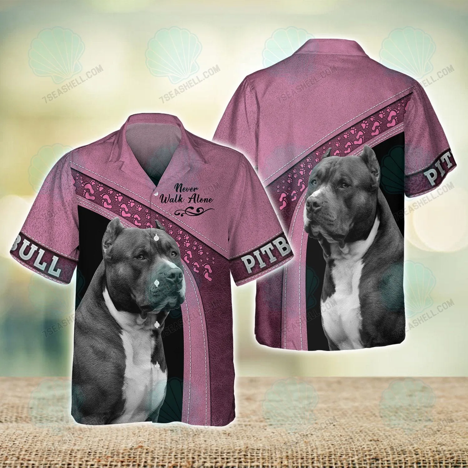 Pitbull Pink Never Walk Alone 3D Full Print Shirts, Christmas Dog Memorial Gifts for loss of Dog