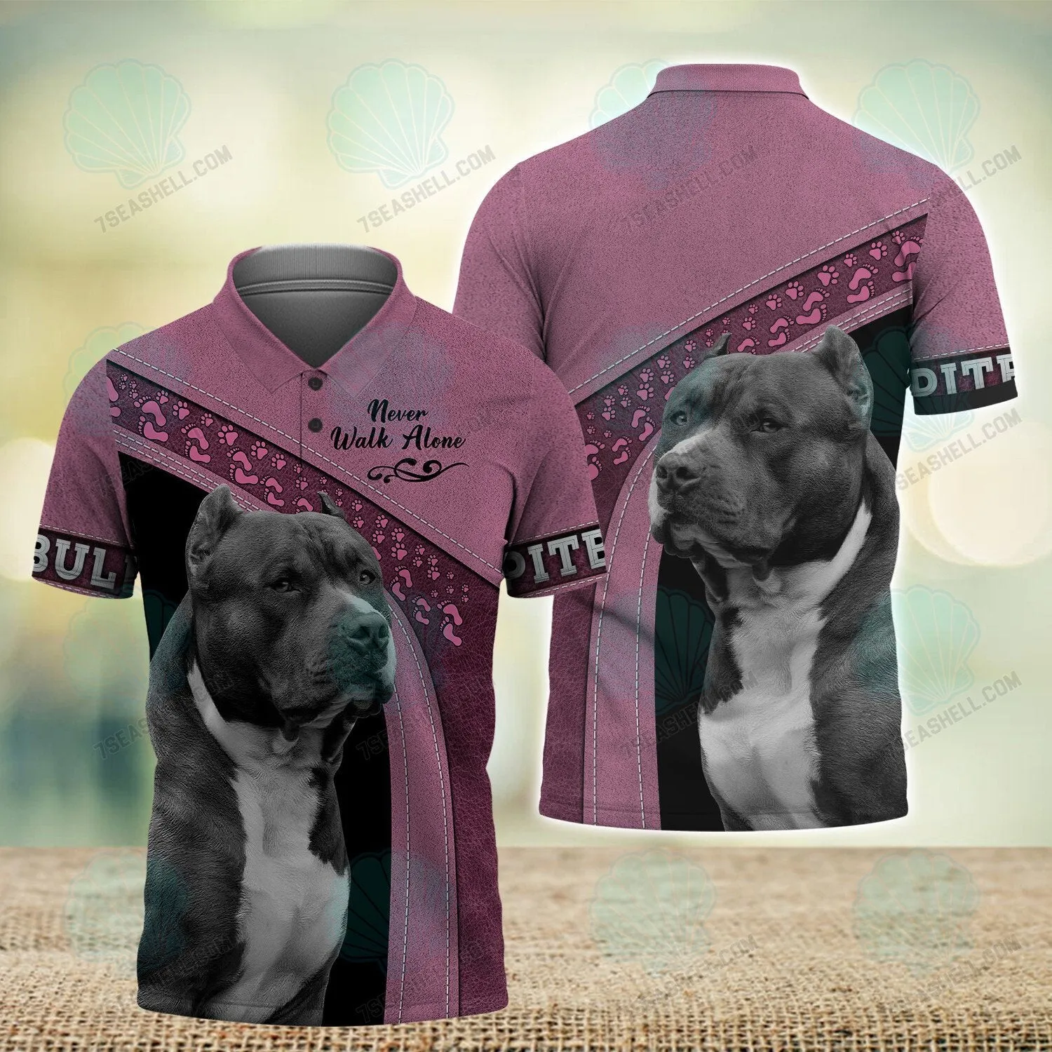 Pitbull Pink Never Walk Alone 3D Full Print Shirts, Christmas Dog Memorial Gifts for loss of Dog