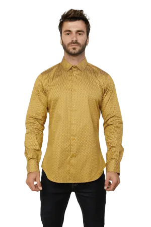 Platini Mustard Monogram Digital Print Dress Shirt