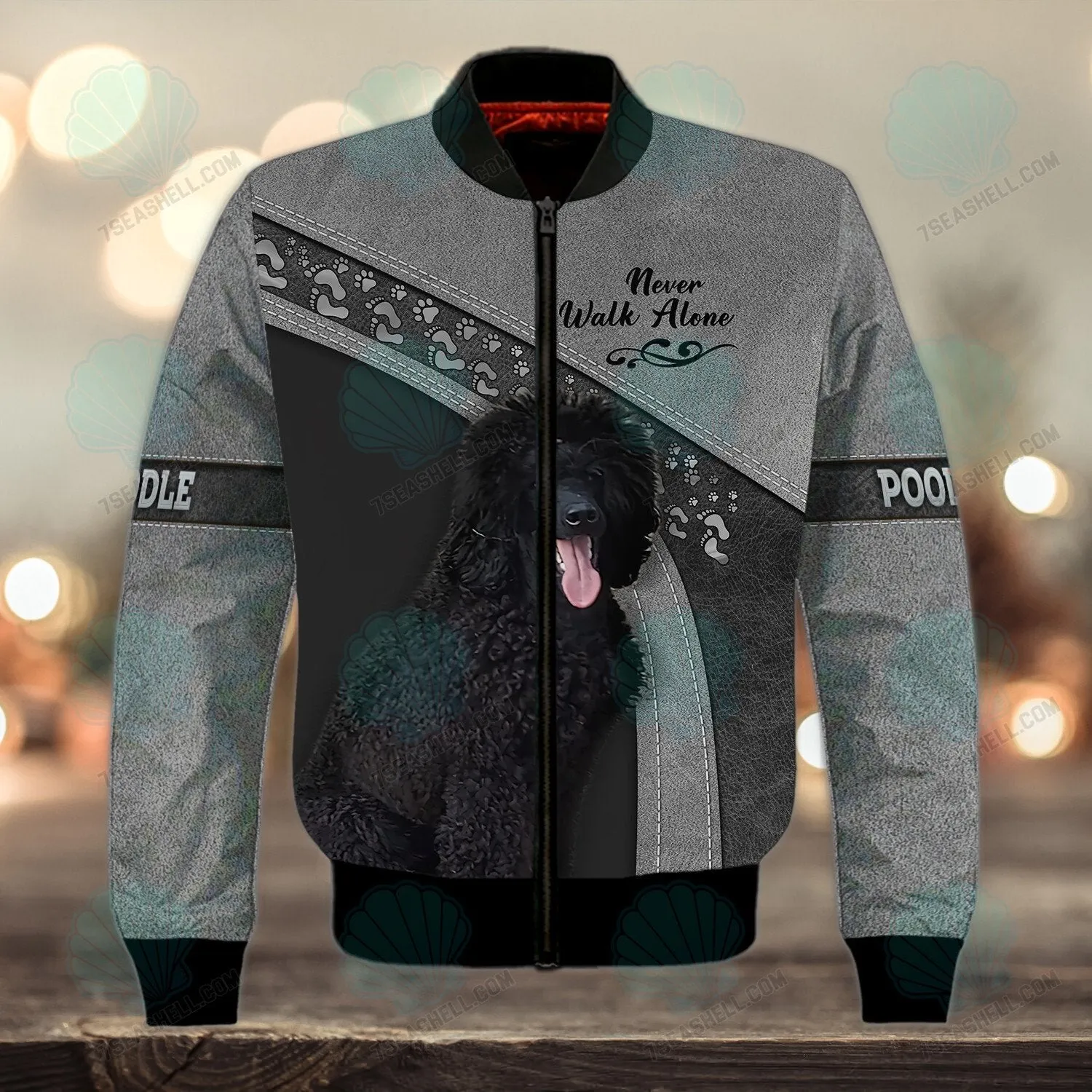 Poodle Grey Never Walk Alone 3D Full Print Shirts, Christmas Dog Memorial Gifts for loss of Dog