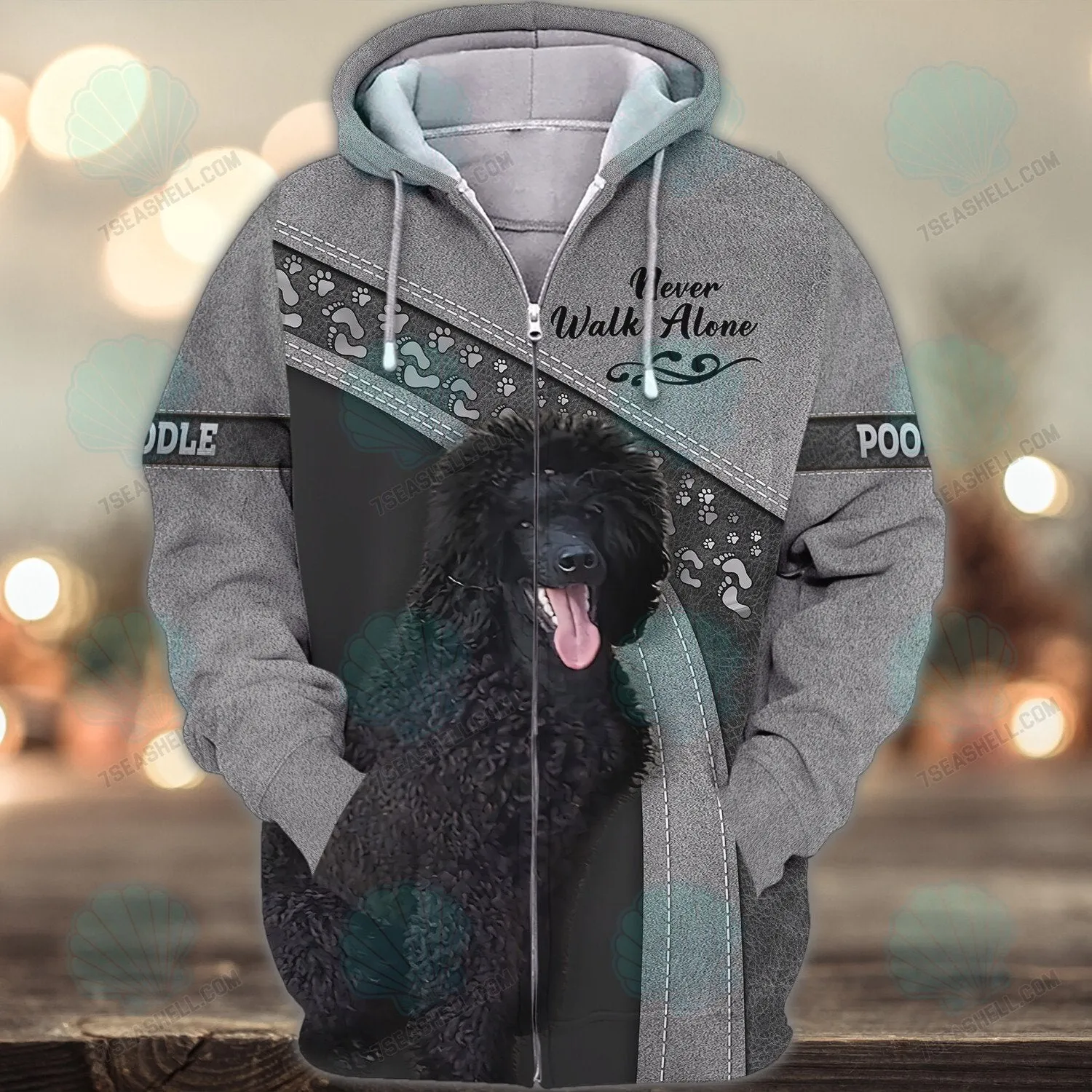 Poodle Grey Never Walk Alone 3D Full Print Shirts, Christmas Dog Memorial Gifts for loss of Dog