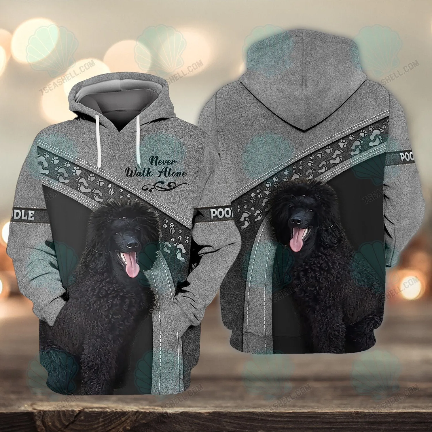 Poodle Grey Never Walk Alone 3D Full Print Shirts, Christmas Dog Memorial Gifts for loss of Dog