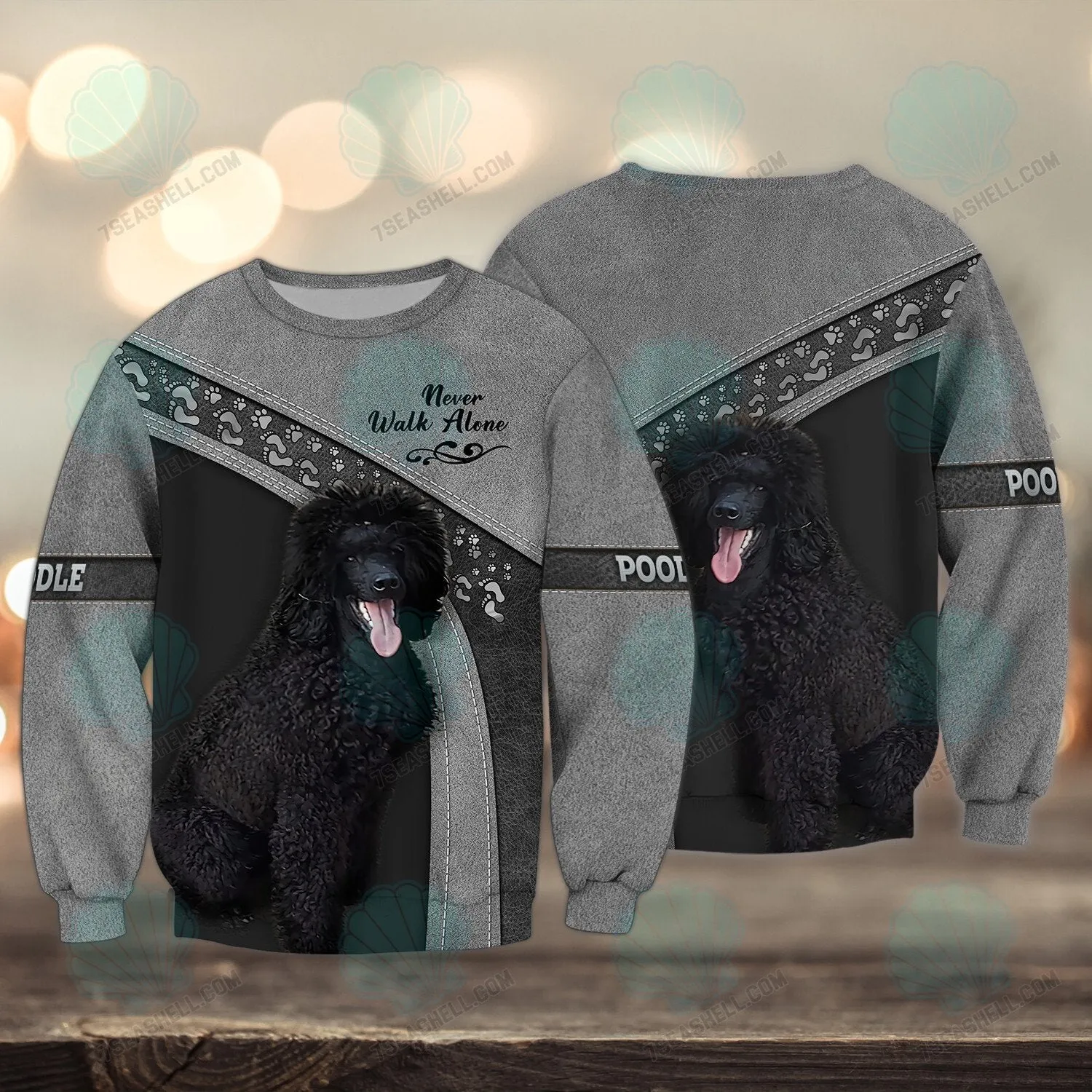 Poodle Grey Never Walk Alone 3D Full Print Shirts, Christmas Dog Memorial Gifts for loss of Dog