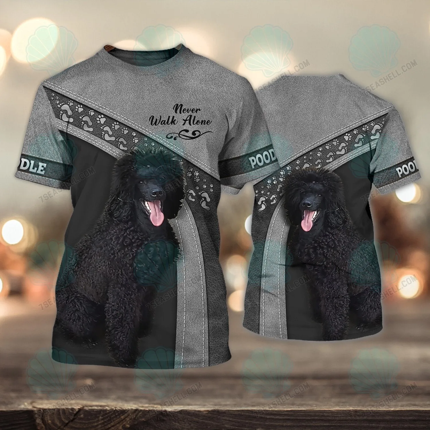 Poodle Grey Never Walk Alone 3D Full Print Shirts, Christmas Dog Memorial Gifts for loss of Dog