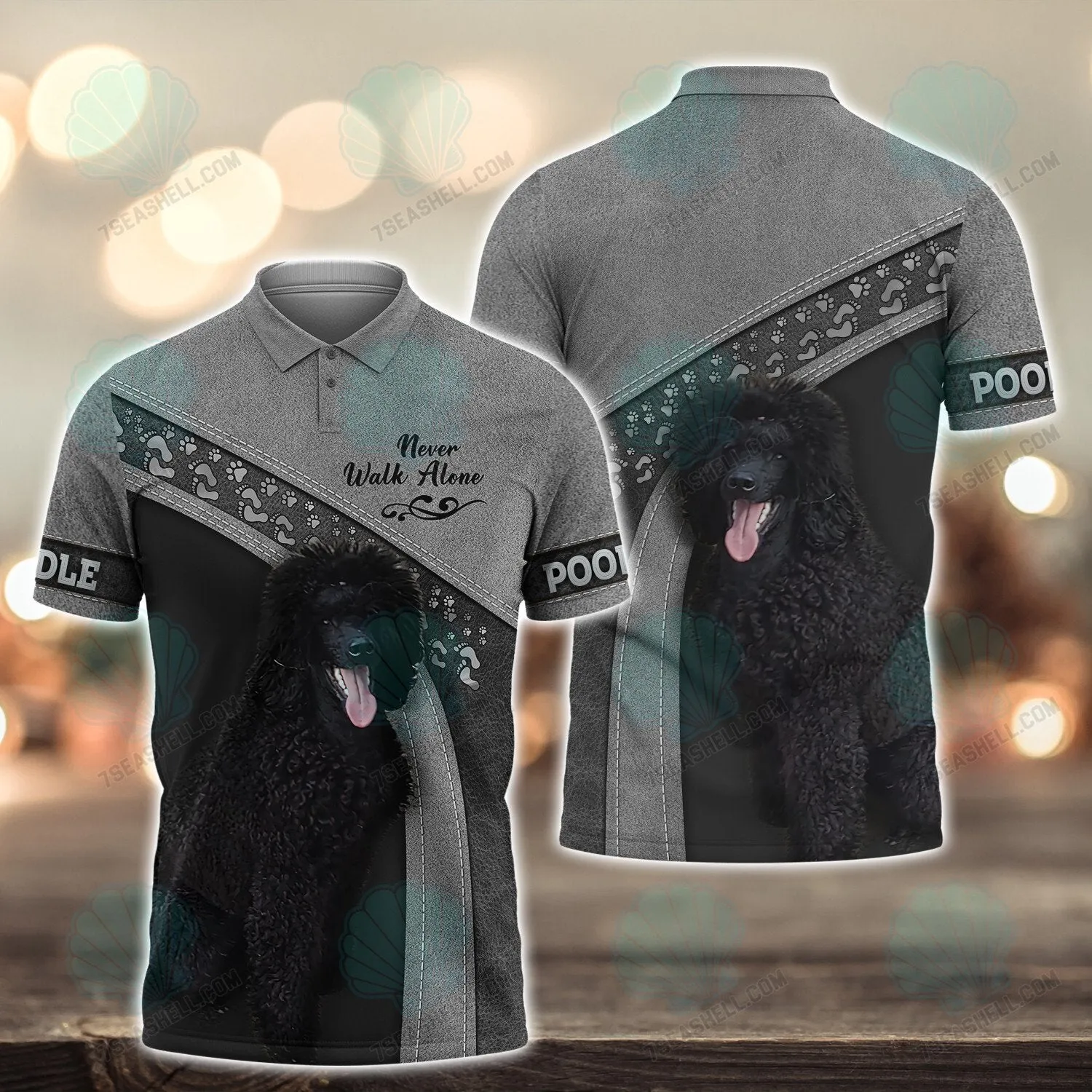 Poodle Grey Never Walk Alone 3D Full Print Shirts, Christmas Dog Memorial Gifts for loss of Dog