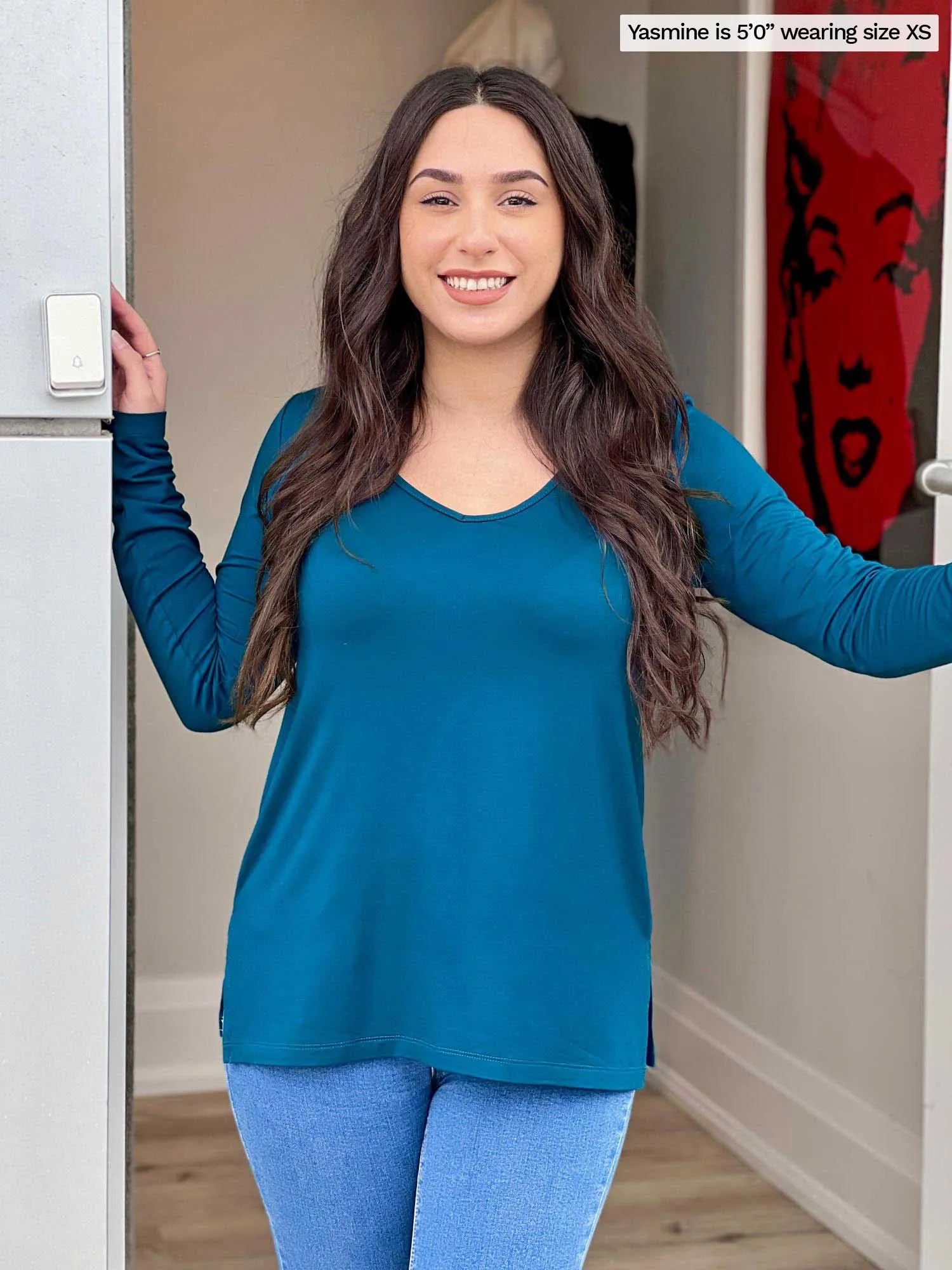 Priya modern long sleeve v-neck top - FINAL SALE