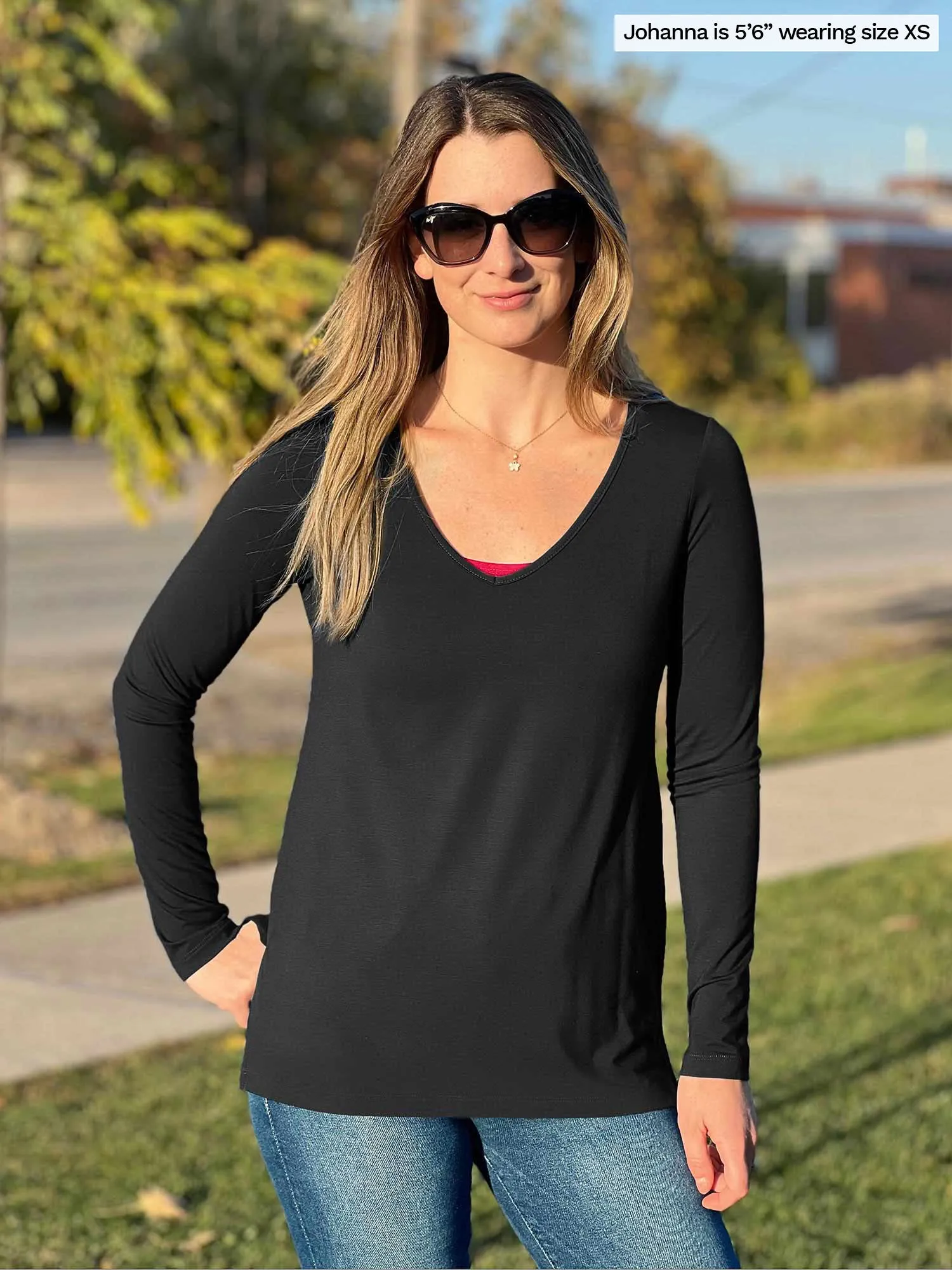 Priya modern long sleeve v-neck top - FINAL SALE